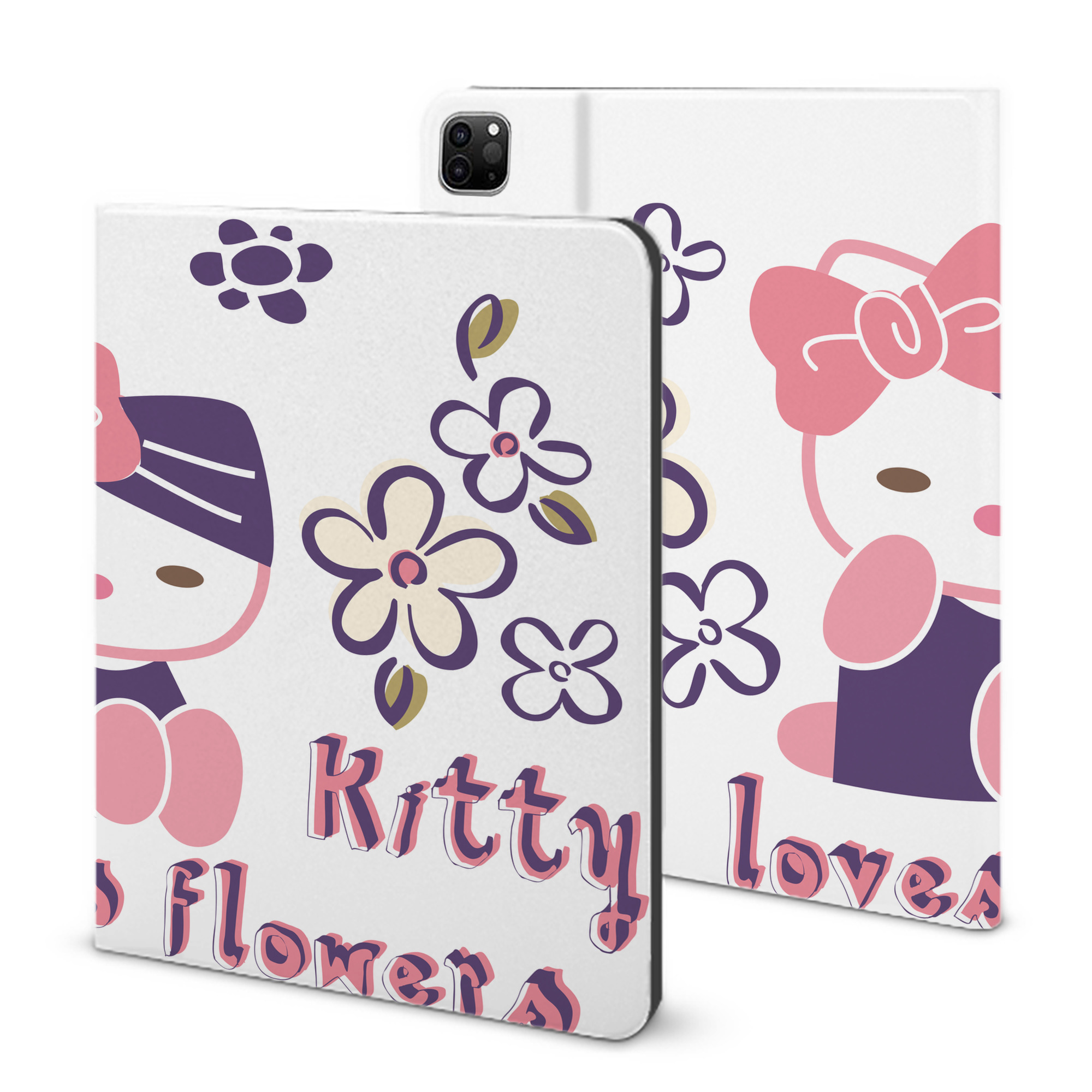 （画像用） Hello Kitty ハローキティ IPad ケース ブック型 PUレザー TPU 耐衝撃 軽量 薄型 ペン収納なし 全面保護 IPad 各モデル対応